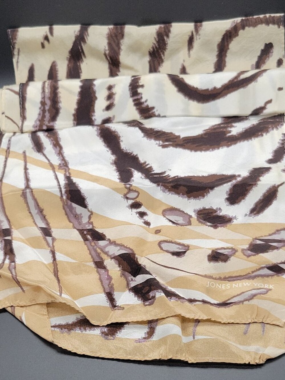 Jones New York Women Animal Print Scarf Beige Ivory Brown Purple